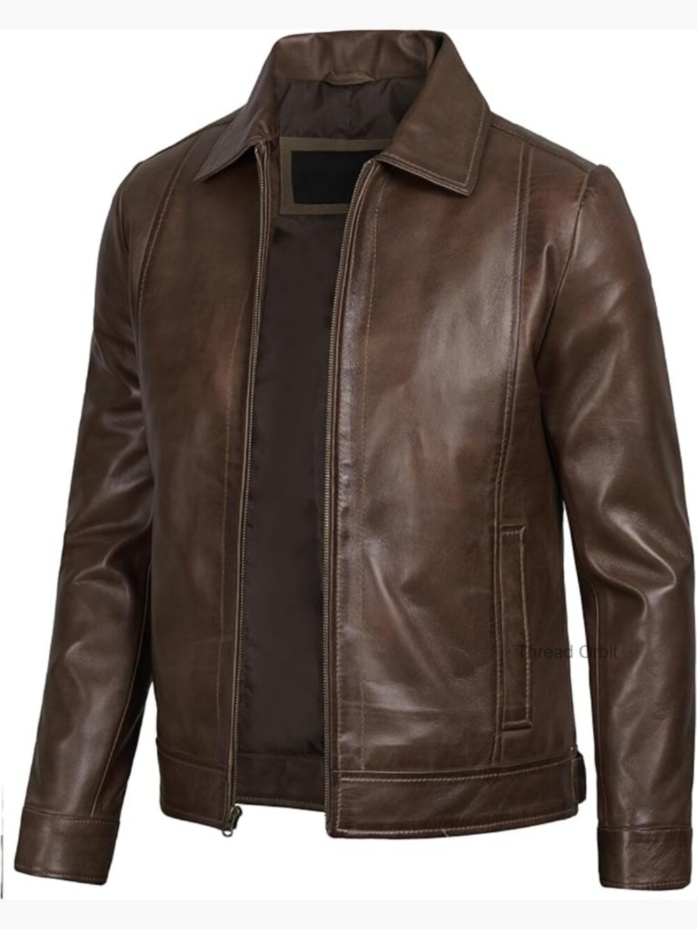 Real Lambskin Leather Jacket - Men's Vintage Distressed Aviator Jacket